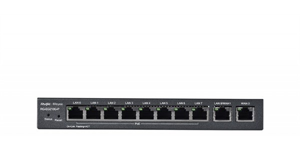 Маршрутизатор Ruijie Reyee 10-Port Gigabit Cloud Managed Gataway, support up to 8 POE/POE+ ports with 70W POE Power budget, up to 4 WAN port