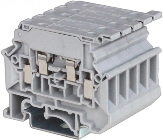 Клемма для предохранителя винтовой зажим 2 точки подключения 4кв.мм сер. (уп.50шт) DKC TUR-4-HESI