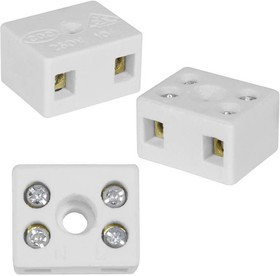 КВК-2-10, Клемма винтовая керамическая , для проводов сечением 2.5 мм2, 2x2 контакта, 400 В, 10 А, -40...+450 °C, белая