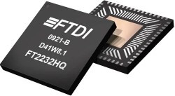 FT2232HQ-TRAY, Интерфейс, USB-UART x2, FIFO x2, MPSSE x2, High Speed, QFN64