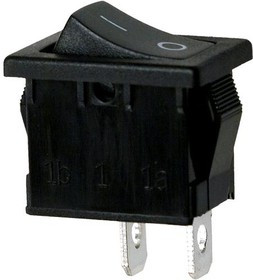 R19A-12BBBT, ROCKER; SPST; Pos: 2; ON-OFF; 6A/250VAC; black; none; 35m?; -30?80°C