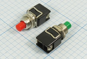 Переключатель кнопочный, d12, 220В, 2.0А, OFF-(ON), красный, контакты 2C, PBS-13B
