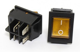 Переключатель клавишный, контакты 4T, 15А, ON-OFF, 22.5x30, подсветка ILсиняя, IRS201-2A3