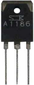 2SA1186, Транзистор PNP 150В 10А 100Вт 60МГц TO-3P Ic=-10А, Vceo=-150В, Vcbo=-150В, Pd=100Вт, hFE= 5