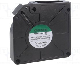 AB1123HBT, Вентилятор: AC, blower, 115ВAC, 120x120x37мм, 34м3/ч, 48дБА, 24AWG AB1123HBT, Вентилятор: AC, blower, 115ВAC, 120x120x37мм, 34м3/ч, 48дБА, 24AWG