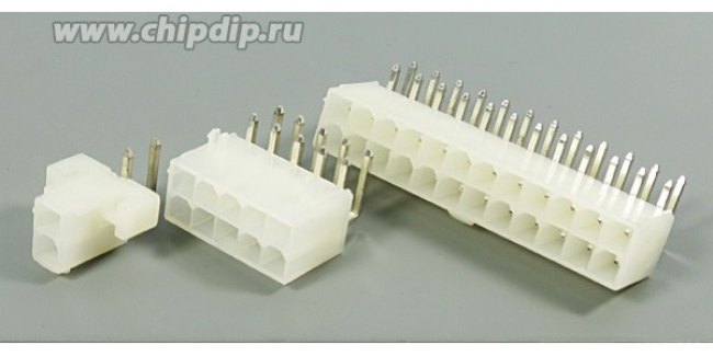 Штекер питания Mini-Fit 2-х рядный на 24 контакта, угловой на плату; №9583 штек пит MF\2x12\P4,2\ плата\угл\MF-2x12R