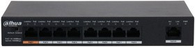 Dahua DH-PFS3009-8ET1GT-96, 8-портовый неуправляемый коммутатор с РоЕ, Порты: 8 RJ45 10/100Мбит/с PoE/PoE+ 1 RJ45 10/100/1000Мбит/с uplink;