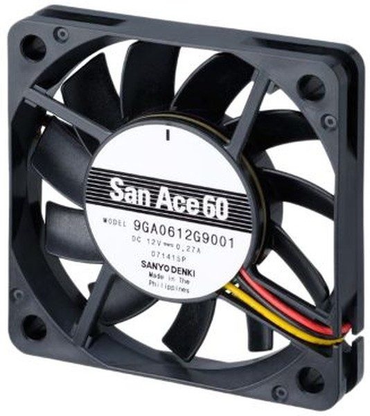9GA0612L9001, San Ace 9GA Series Axial Fan, 12 V dc, DC Operation, 14m³/h, 360mW, 30mA Max, 60 x 60 x 10mm