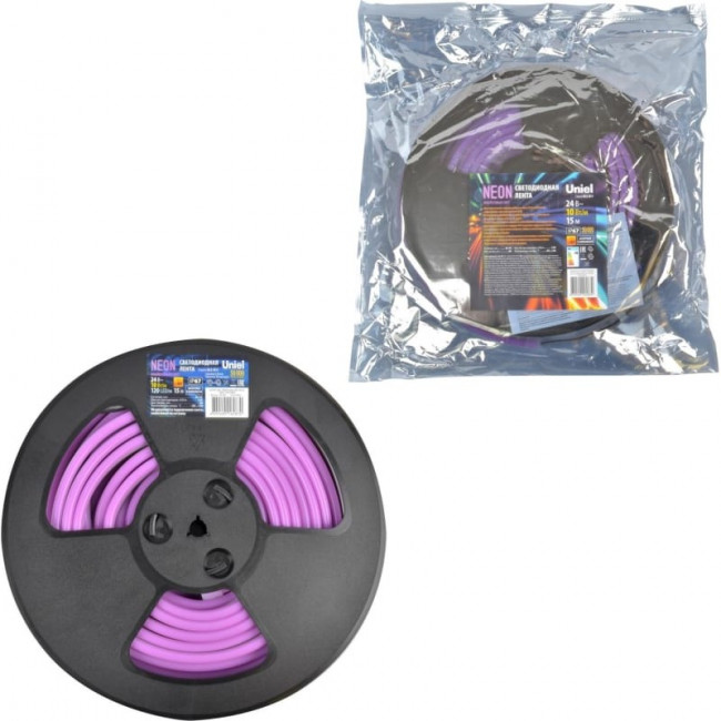 Светодиодная лента NEON ULS-N11-2835- 120LED/m-8mm- IP67-DC24V-10W/ m-15M-PURPLE UL-00009103