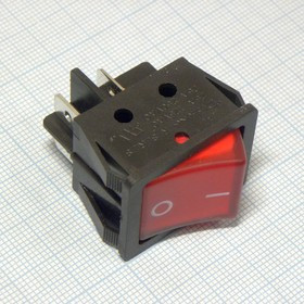 DS KCD4-201N красный 25А, 2 положения клавиши, 2 группы на замыкание