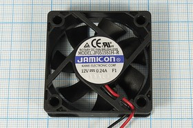 Вентилятор 50x50x15, напряжение 12В, ток 0,24А, выводы 2L, подшипник скольжения, JF0515S1H-R JAMICO