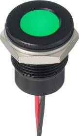 Q12-7F5BXXHG12E, LED PANEL INDICATOR, 12.7MM, GRN, 12VDC