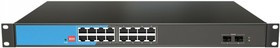 Scodeno S200-18GP-S2-AC, неуправляемый PoE коммутатор, 16 х 1GbE Base-T PoE, Uplink: 2 x SFP, встр. БП 250 Вт, настольный, Rack 19" 1U