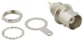 031-221-RFX, Гнездо; BNC; "мама"; прямой; 50Ом; пайка; на панель; делрин (POM)