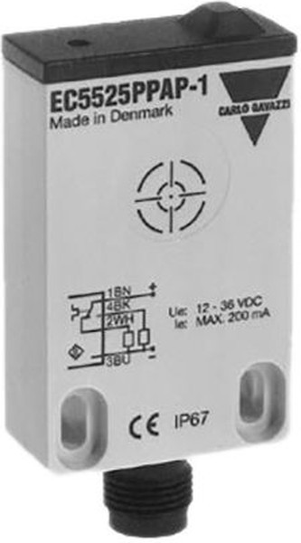 EC5525PPAP-1, Capacitive Sensor 25mm 200mA 50Hz 40V IP67