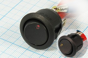 Клавишный переключатель с двойной индикацией:красной и жёлтой,12В/20А,c фиксацией; №10141 Пкл\12\20\ON-OFF-ON\\чер\ ILкр&amp;жел\\4T\R13-112DL02