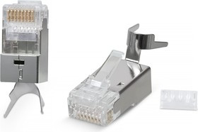 Коннектор RJ-45(8P8C) под витую пару, категория 6a/7/7a, экранированный, универсальный (для одножильного и многожильного ...