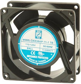 OA938AP-11-1TB, AXIAL FAN, BALL, 50CFM, 32DB, 9W, 115VAC