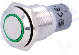 V16-21R-12G-S, Переключатель: антивандальный, Пол: 2, SPDT, 0,5A/220ВAC, 1A/24ВDC