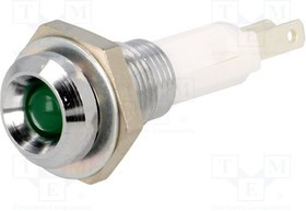 2658.8081, Индикат.лампа: LED, вогнутый, Отв: d9мм, на печатную плату, латунь