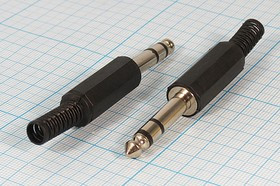 Штекер 6,3стерео, 3C, на кабель , пластиковый хвост; №65 штек 6,3стерео\3C\каб \пл хвост\\