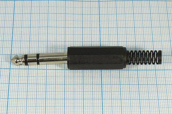 Штекер 6,3стерео, 3C, на кабель , пластиковый хвост; №65 штек 6,3стерео\3C\каб \пл хвост\\