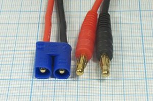 Разъем питания EC3 вилка - разъем Banana 4,0x2 вилка, монтаж на кабель, L 300мм, EC3 to Banana 4,0, 2C