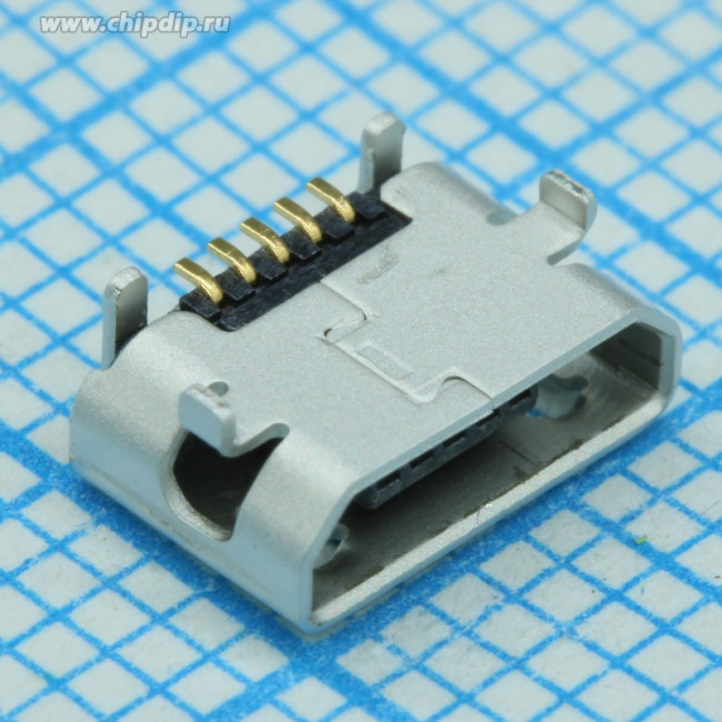 1050171001, Гнездо, USB B micro, на PCB, SMT, PIN: 5, горизонтальный, USB 2.0