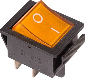 36-2333, Выключатель клавишный 250V 16А (4с) ON-OFF желтый с подсветкой (RWB-502, SC-767, IRS-201-1)