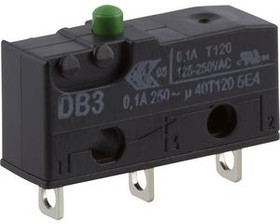 DB3C-A1AA, Micro Switch DB, 100mA, 1CO, 1.47N, Plunger