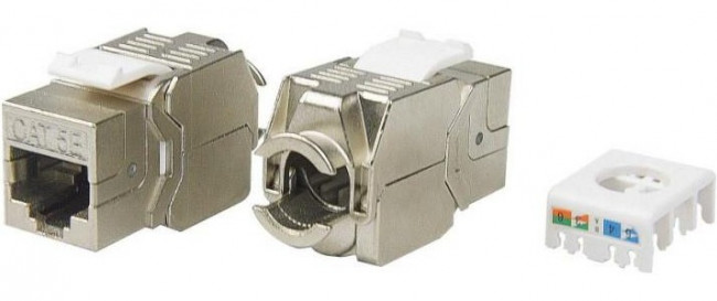 Вставка Keystone Jack RJ45 (8P8C) кат.5E экранир. KJ8-8P8C-C5e- 180-TLS-SH-F-WH 180град. Toolless бел. Hyperline 426191
