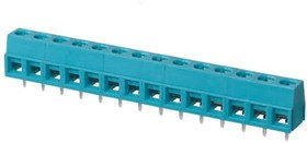 TB006-508-14BE, Fixed Terminal Blocks Terminal block, screw type, 5.08 , horizontal, 14 poles, CUI Blue, slotted screw, PCB mount