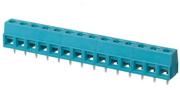TB006-508-14BE, Fixed Terminal Blocks Terminal block, screw type, 5.08 , horizontal, 14 poles, CUI Blue, slotted screw, PCB mount