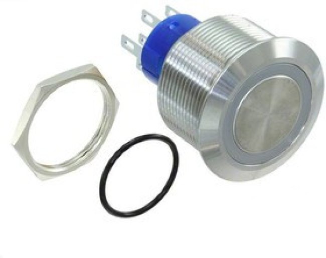 AV2510E712Q04, Pushbutton Switches AV25 SPM 3A MOVING RING BLUE 12V