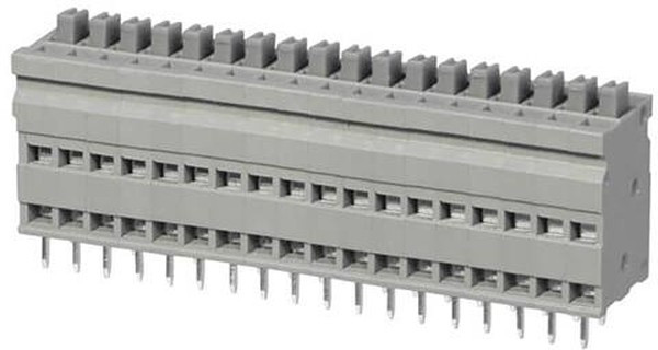TBL009V-254-18GY-2GY, Fixed Terminal Blocks Terminal block, screwless, 2.54, Vertical, 18, Gray w Gray Button