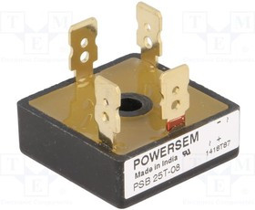 PSB25T/08, Диодный мост: однофазный, Urmax: 800В, If: 21А, Ifsm: 360А, THT