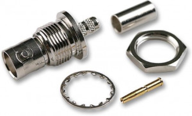 B6721E1-NT3G-5-50, jack Panel Mount BNC Connector, 50, Crimp Termination, Straight Body