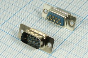 KLS1-221-9M-L (DPS-9M), Штекер D-SUB, 9 контактов, на плату, синий изолятор; Q-1581KL штек D-SUB\ 9P\плат\\KLS1- 221-9M-L\[DPS-9M]