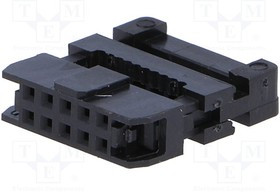 T826110A101CEU, Вилка, IDC, "мама", PIN 10, с зажимом шлейфа, IDC, на шлейф, 1мм