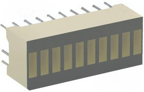 DC-10EGWA, 10 LEDs Bar Array, Green, Red, 25.4mm x 10.16mm, R 2mcd, G 2.8mcd, R 2V, G 2.2V/R 20mA, G 20mA