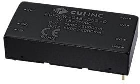 PQF20W-Q48-D512-D, Isolated DC/DC Converters dc-dc isolated, 20 W, 18~75 Vdc input, 5/12 Vdc, 2000/8