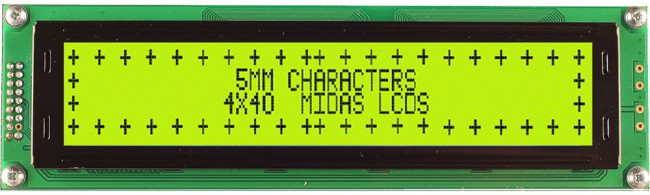 MC44005A6W-SPTLY3.3-V2, Буквенно-цифровой ЖКД, 40 x 4, Черный на Желтом / Зеленом, 3.3В, Параллельный MC44005A6W-SPTLY3.3-V2, Буквенно-цифровой ЖКД, 40 x 4, Черный на Желтом / Зеленом, 3.3В, Параллельный