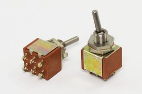 Рычажный переключатель (тумблер), 220В, 4А, переключение ON-OFF, d 6.2, металлический, контакты 6C, П2Т-1-1В