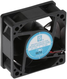 OD6025-12HB, DC Fans DC Fan, 60x60x25mm, 12VDC, 24CFM, 0.23A, 33dBA, 4500RPM, Dual Ball, Lead Wires