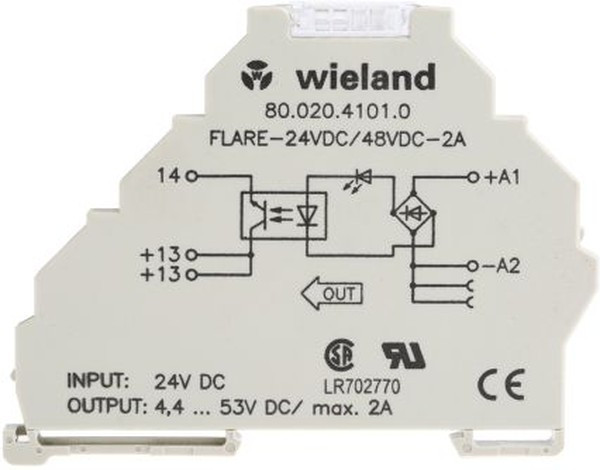 80.020.4101.0, flare Series Solid State Relay, 2 A Load, DIN Rail Mount, 53 V Load, 53 V Control