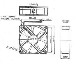 MEC0381V2-000U-A99, Вентилятор осевой, 12ВDC, 120x120x38мм, 197куб.м/ч, 44дБА, Vapo