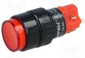 V16Y-11-24R, Переключатель: кнопочный, Пол: 2, SPDT, 3A/220ВAC, 2A/24ВDC, IP40