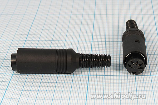 Разъем DIN 5HP[45]+1C розетка, на кабель, пластик хвост, DN-5F1