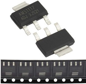 AMS1117-ADJ (HXY), AMS1117-ADJ линейный стабилизатор напряжения, ADJ, 1 А, Vdrop = 1.4 В, SOT-223