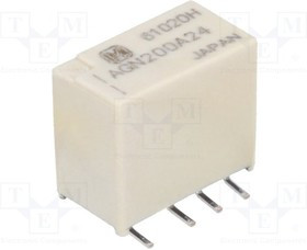 AGN200A24, Реле: электромагнитное, DPDT, Uобмотки: 24ВDC, 0,3A/125ВAC, 2504Ом